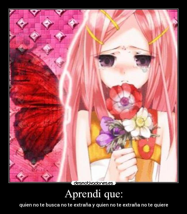 Aprendi que: - quien no te busca no te extraña y quien no te extraña no te quiere