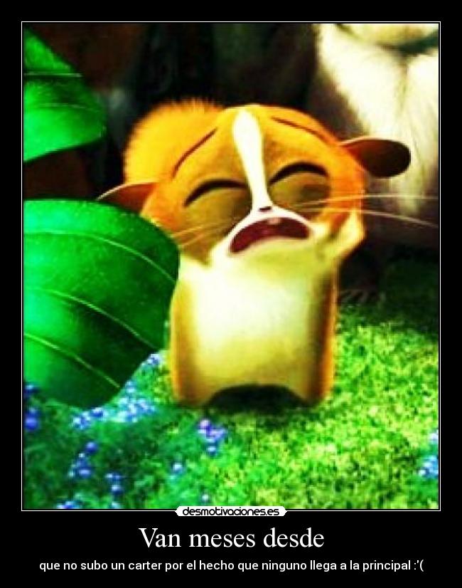 Van meses desde - que no subo un carter por el hecho que ninguno llega a la principal :(