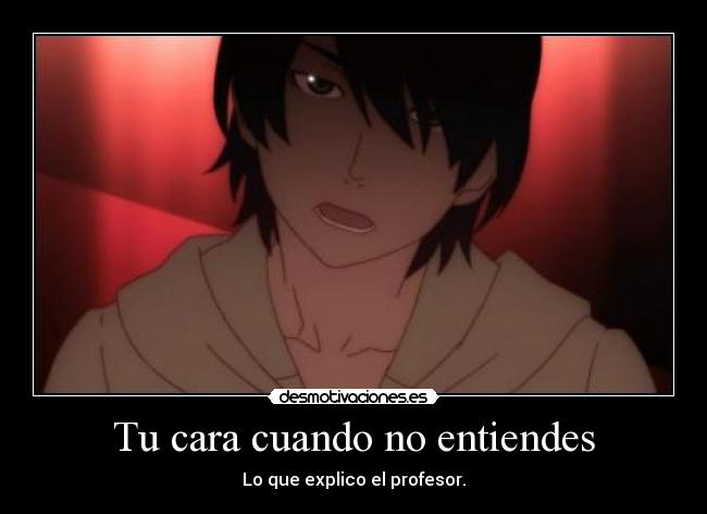 carteles bakemonogatari araragi koyomi expresion cara mueca desmotivaciones