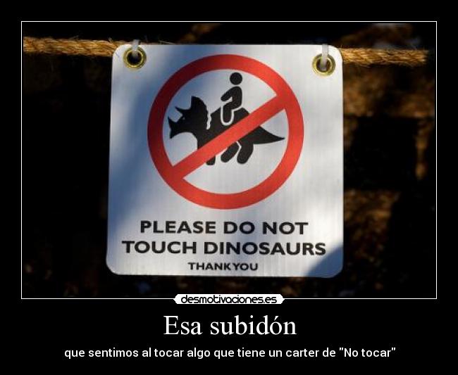 Esa subidón - que sentimos al tocar algo que tiene un carter de No tocar