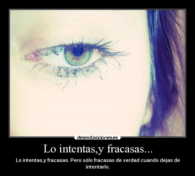 Lo intentas,y fracasas... - Lo intentas,y fracasas. Pero sólo fracasas de verdad cuando dejas de intentarlo.