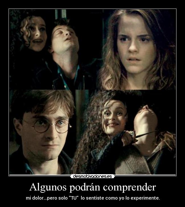 Algunos podrán comprender - mi dolor...pero solo TU  lo sentiste como yo lo experimente.