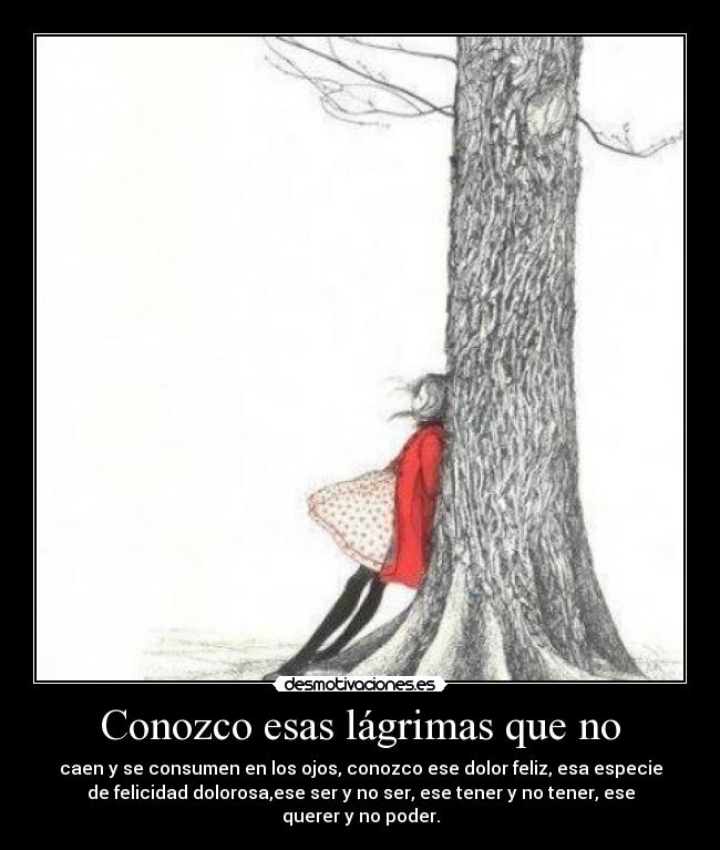 Conozco esas lágrimas que no - caen y se consumen en los ojos, conozco ese dolor feliz, esa especie
de felicidad dolorosa,ese ser y no ser, ese tener y no tener, ese
querer y no poder.