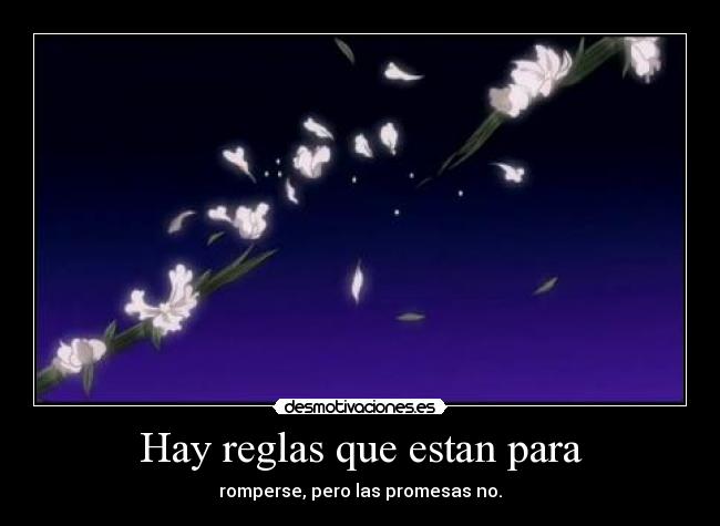 Hay reglas que estan para - romperse, pero las promesas no.