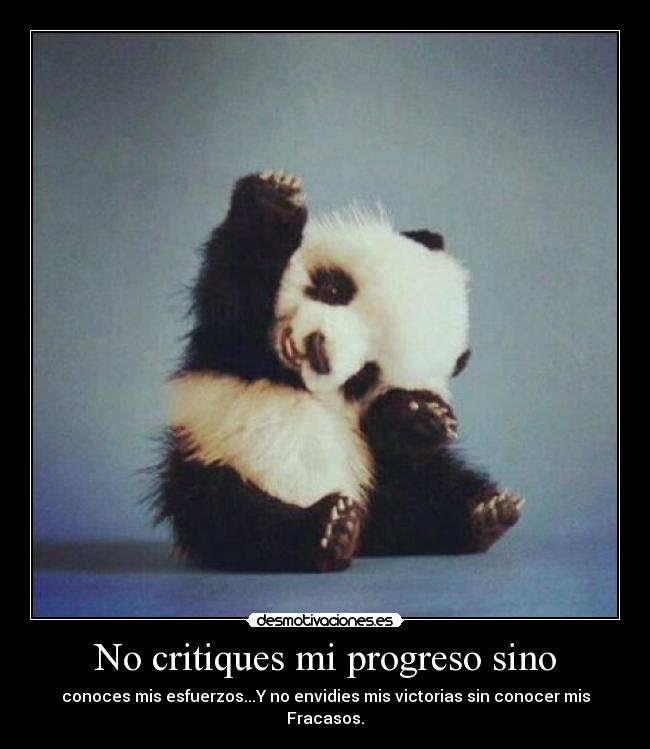 No critiques mi progreso sino - conoces mis esfuerzos...Y no envidies mis victorias sin conocer mis Fracasos.