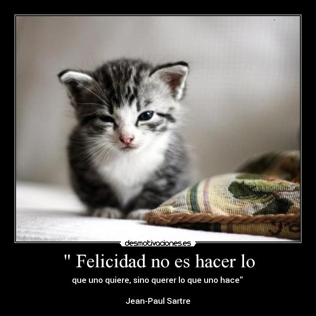 Felicidad no es hacer lo - que uno quiere, sino querer lo que uno hace
Jean-Paul Sartre