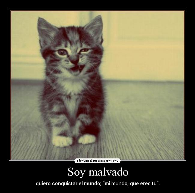 Soy malvado - quiero conquistar el mundo; mi mundo, que eres tu.