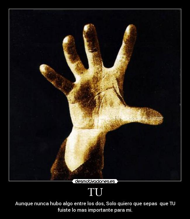 TU - Aunque nunca hubo algo entre los dos, Solo quiero que sepas  que TU
fuiste lo mas importante para mi.