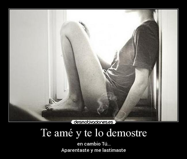 Te amé y te lo demostre - en cambio Tú...
Aparentaste y me lastimaste
