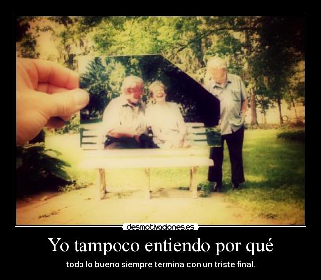 Yo tampoco entiendo por qué - todo lo bueno siempre termina con un triste final.