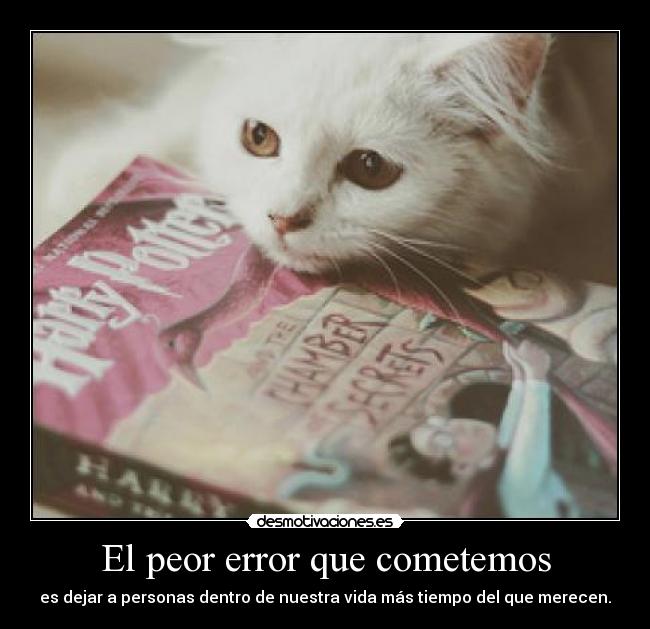 El peor error que cometemos - es dejar a personas dentro de nuestra vida más tiempo del que merecen.