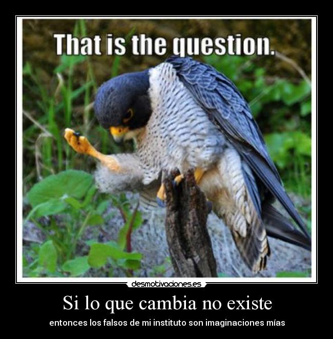 Si lo que cambia no existe - entonces los falsos de mi instituto son imaginaciones mías