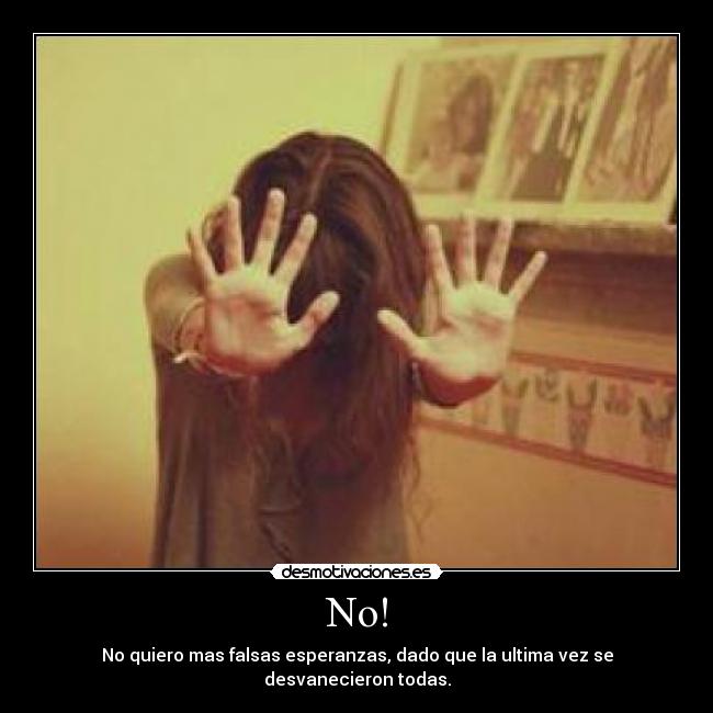 No! - No quiero mas falsas esperanzas, dado que la ultima vez se desvanecieron todas.