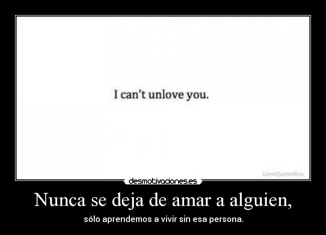 Nunca se deja de amar a alguien, - sólo aprendemos a vivir sin esa persona.