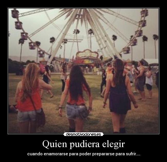 Quien pudiera elegir - cuando enamorarse para poder prepararse para sufrir....
