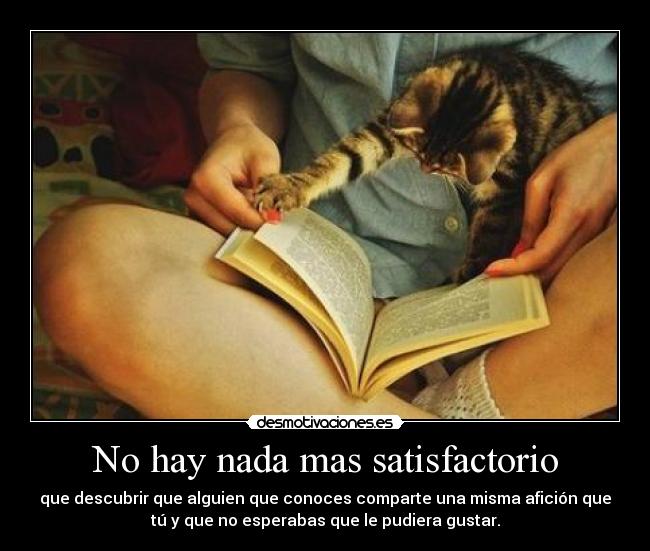 No hay nada mas satisfactorio - que descubrir que alguien que conoces comparte una misma afición que
tú y que no esperabas que le pudiera gustar.