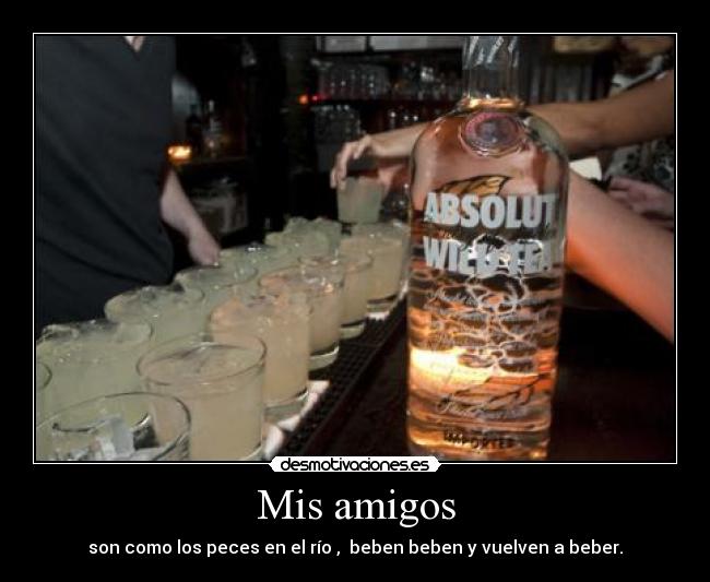 Mis amigos - son como los peces en el río ,  beben beben y vuelven a beber.