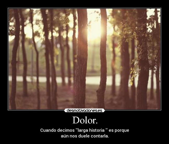 Dolor. - Cuando decimos larga historia  es porque
aún nos duele contarla.