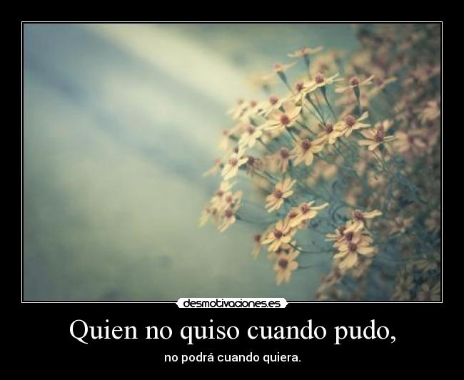 Quien no quiso cuando pudo, - no podrá cuando quiera.