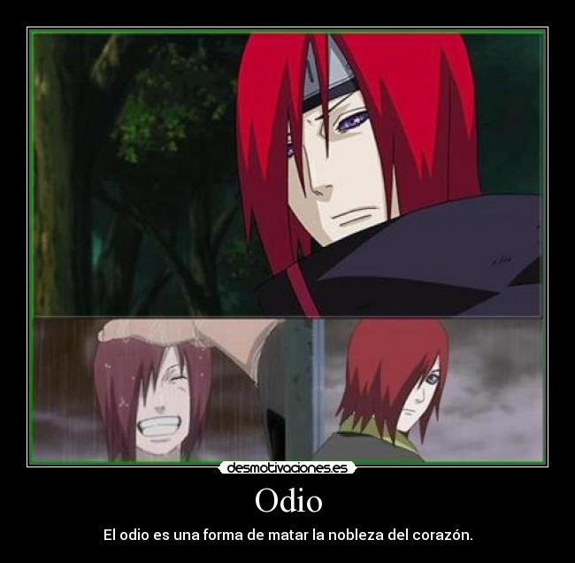 Odio - El odio es una forma de matar la nobleza del corazón.