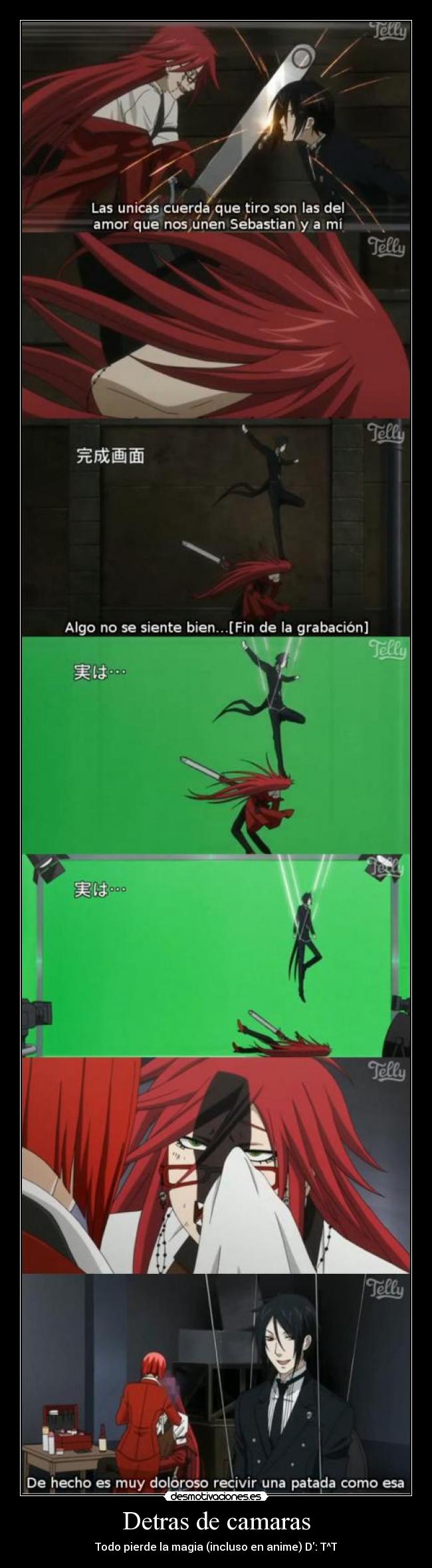 carteles kuroshitsuji detras camaras sebastian grell ecena anime yaoi accion pelicula desmotivaciones