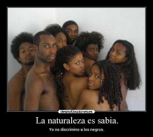 La naturaleza es sabia. - Yo no discrimino a los negros.