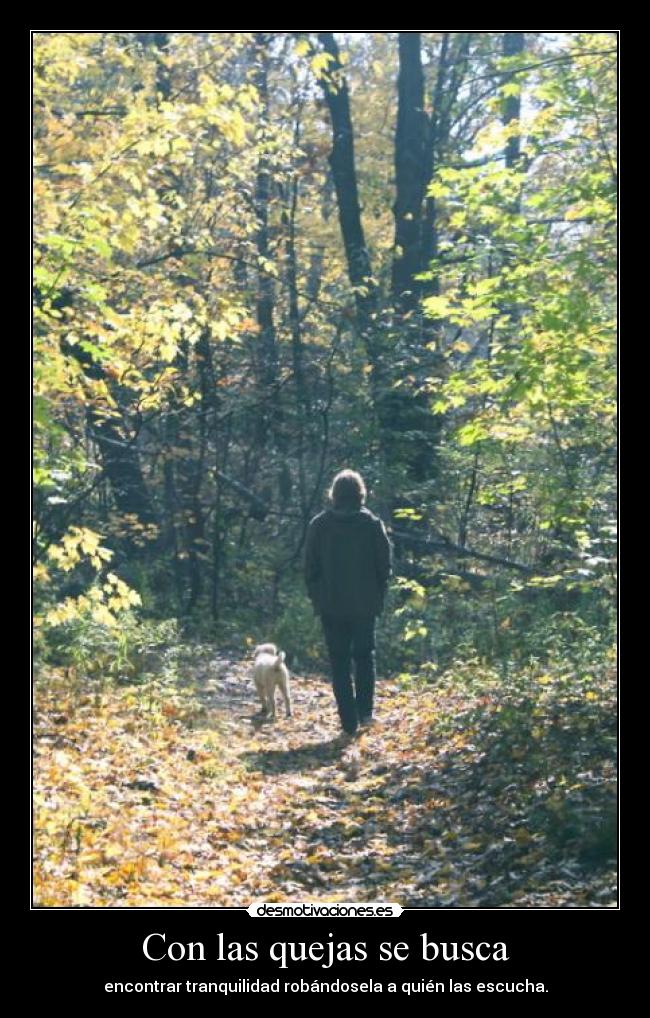 Con las quejas se busca - encontrar tranquilidad robándosela a quién las escucha.