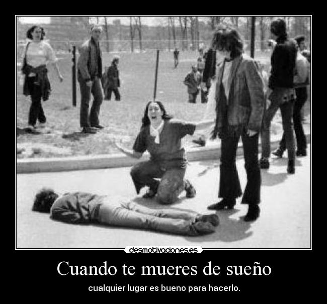 Cuando te mueres de sueño - cualquier lugar es bueno para hacerlo.