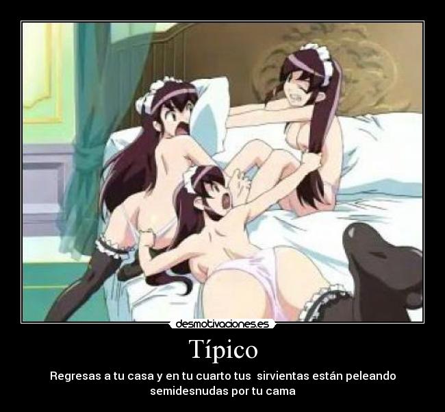 Típico - Regresas a tu casa y en tu cuarto tus  sirvientas están peleando
semidesnudas por tu cama