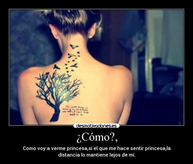 ¿Cómo?, - Como voy a verme princesa,si el que me hace sentir princesa,la
distancia lo mantiene lejos de mí.