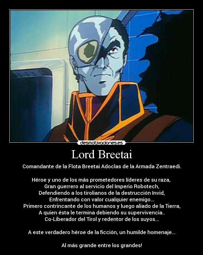 carteles robotech zentraedi breetai comandante lord guerra guerrero heroe desmotivaciones