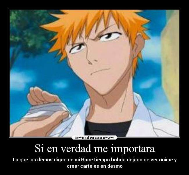 Si en verdad me importara - Lo que los demas digan de mi.Hace tiempo habria dejado de ver anime y
crear carteles en desmo