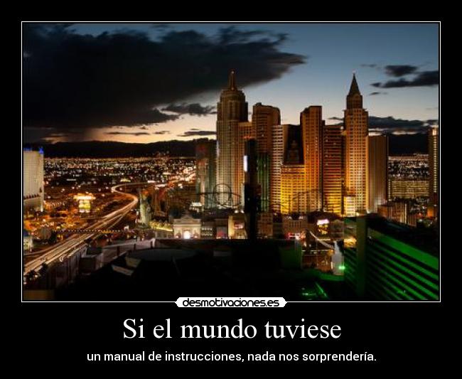 Si el mundo tuviese - un manual de instrucciones, nada nos sorprendería.