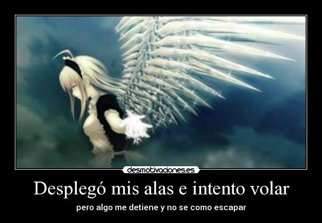 Desplegó mis alas e intento volar - pero algo me detiene y no se como escapar