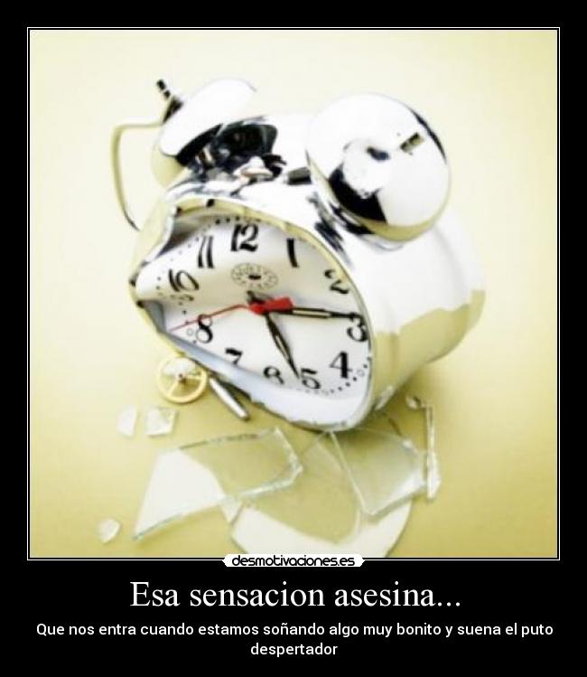 Esa sensacion asesina... - Que nos entra cuando estamos soñando algo muy bonito y suena el puto despertador
