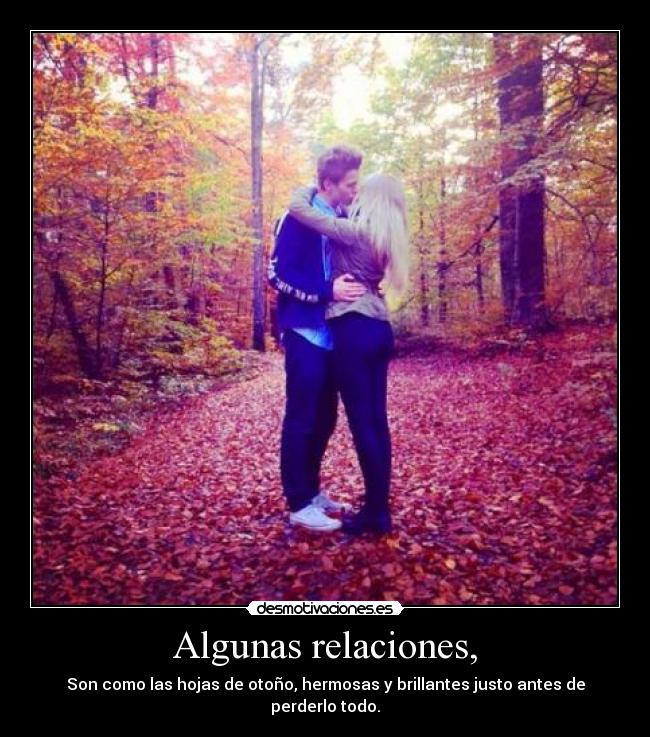 Algunas relaciones, - Son como las hojas de otoño, hermosas y brillantes justo antes de perderlo todo.