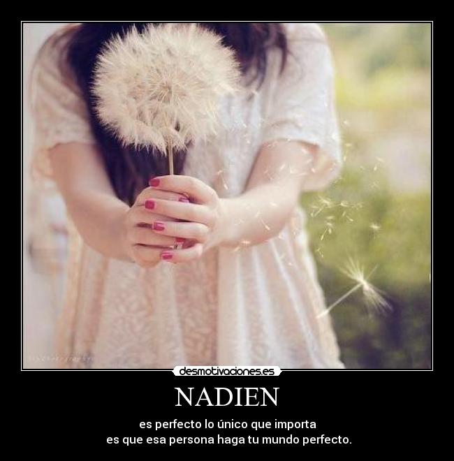 NADIEN - es perfecto lo único que importa
es que esa persona haga tu mundo perfecto.