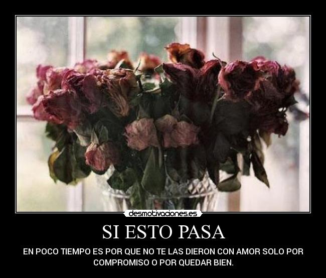 SI ESTO PASA - EN POCO TIEMPO ES POR QUE NO TE LAS DIERON CON AMOR SOLO POR
COMPROMISO O POR QUEDAR BIEN.