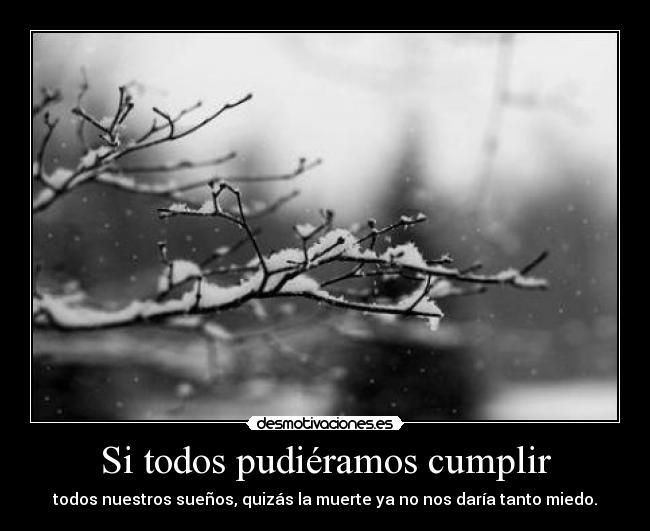 Si todos pudiéramos cumplir - todos nuestros sueños, quizás la muerte ya no nos daría tanto miedo.