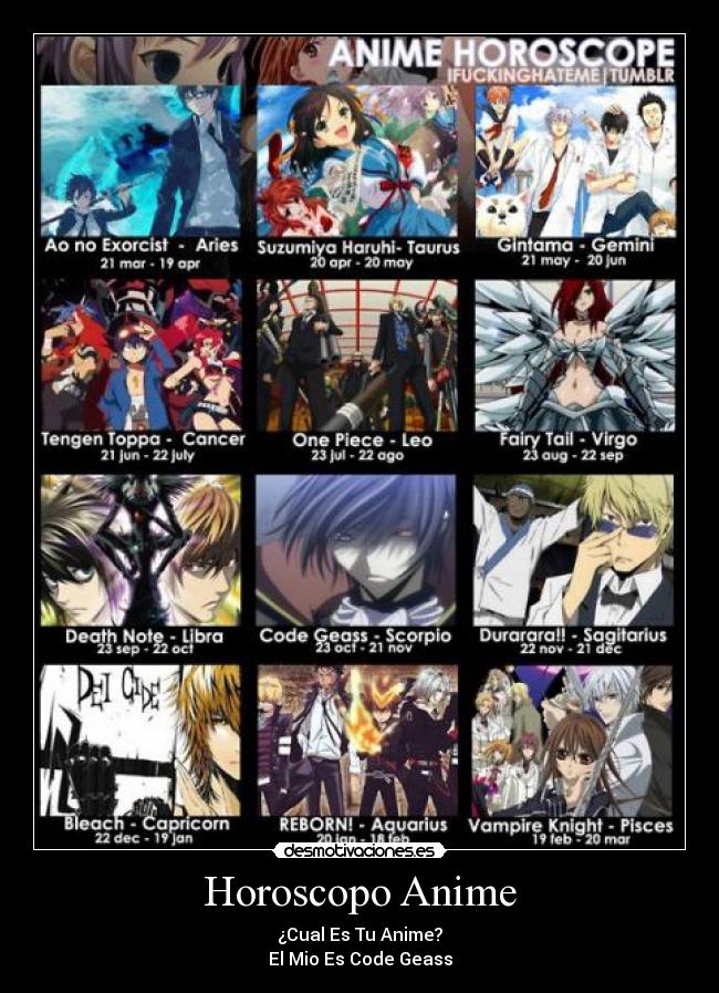 Horoscopo Anime - ¿Cual Es Tu Anime?
El Mio Es Code Geass