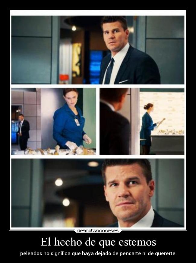 El hecho de que estemos - peleados no significa que haya dejado de pensarte ni de quererte.