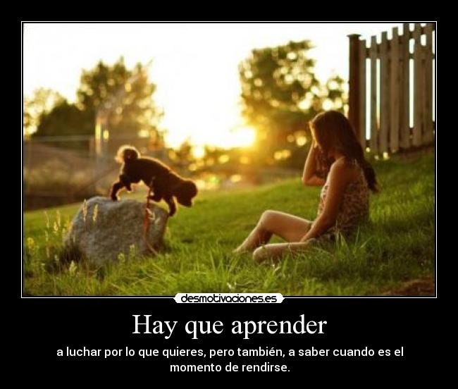 Hay que aprender - a luchar por lo que quieres, pero también, a saber cuando es el momento de rendirse.