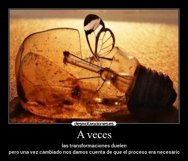 A veces - las transformaciones duelen
pero una vez cambiado nos damos cuenta de que el proceso era necesario