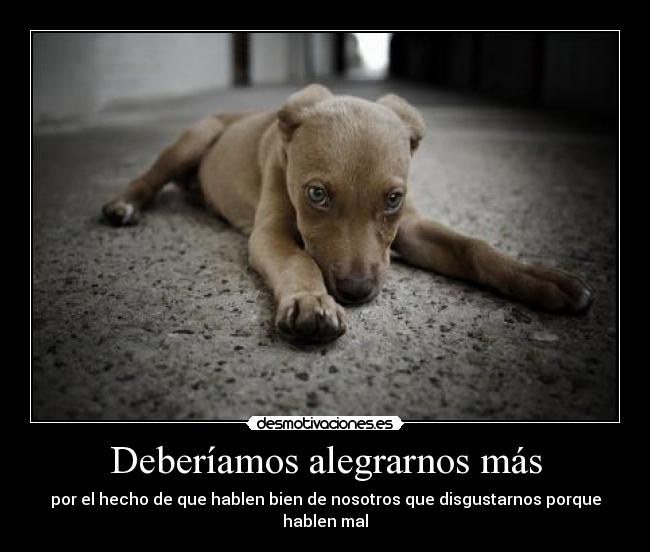 Deberíamos alegrarnos más - por el hecho de que hablen bien de nosotros que disgustarnos porque hablen mal