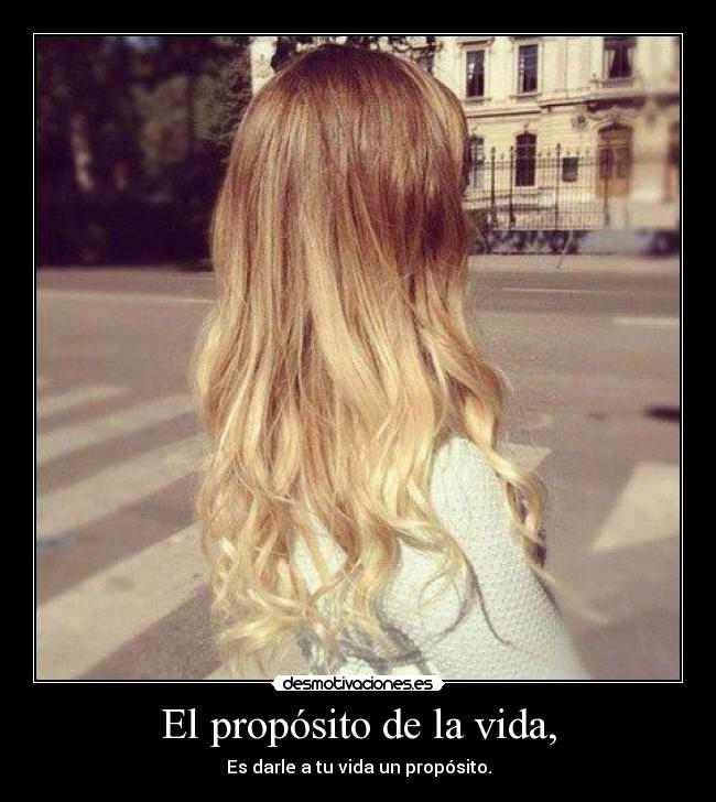 El propósito de la vida, - Es darle a tu vida un propósito.