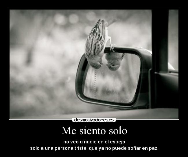 Me siento solo - no veo a nadie en el espejo
solo a una persona triste, que ya no puede soñar en paz.