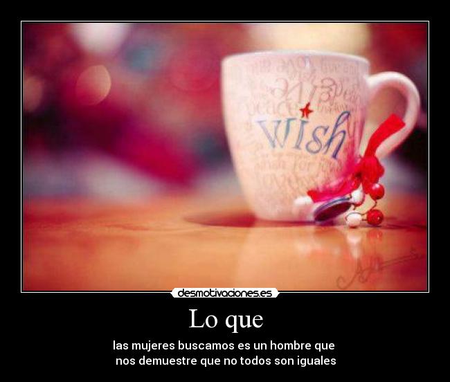 Lo que - las mujeres buscamos es un hombre que
nos demuestre que no todos son iguales