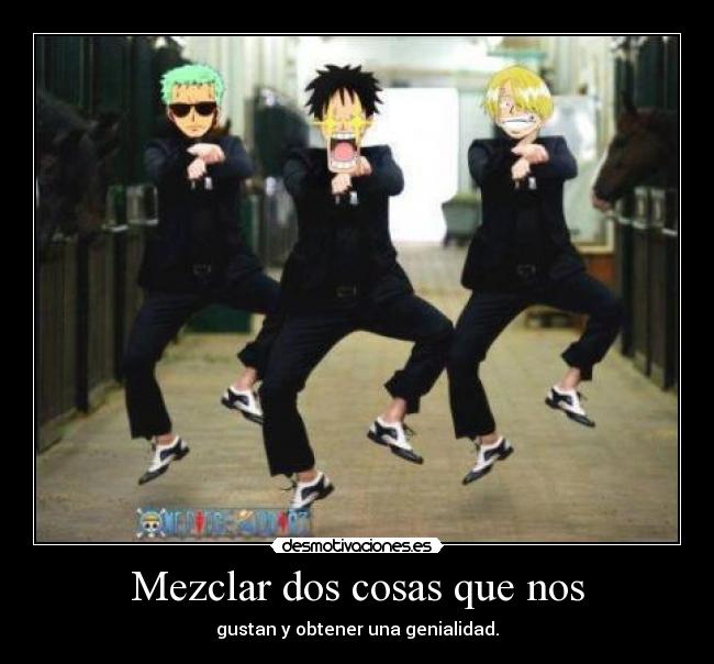 carteles one piece zoro luffy sanji gangnam style psy kpop desmotivaciones