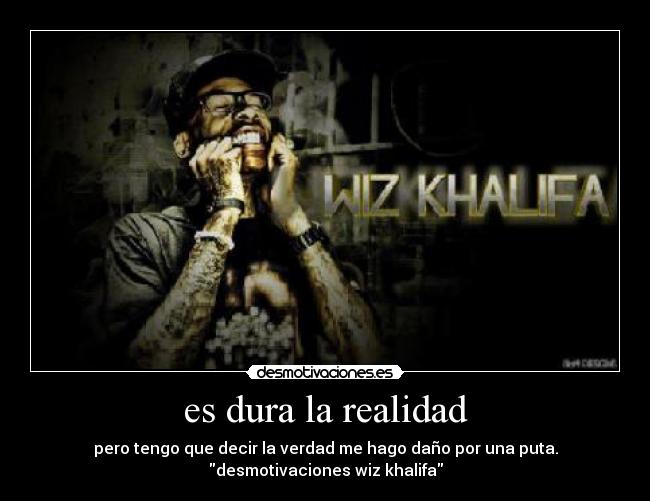es dura la realidad - pero tengo que decir la verdad me hago daño por una puta.
desmotivaciones wiz khalifa