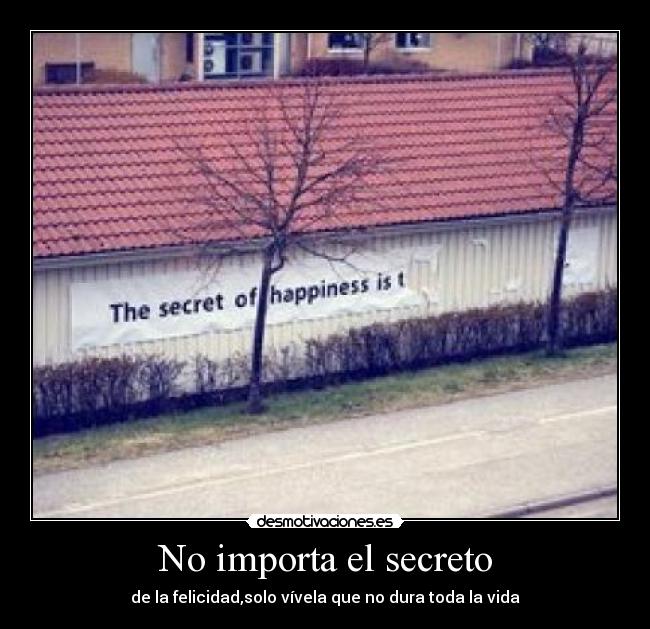 No importa el secreto - de la felicidad,solo vívela que no dura toda la vida